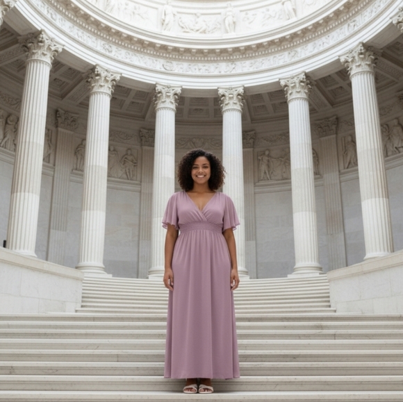 Show Me Your Mumu Emily Empire Maxi Dress Antique Rose Chiffon Size 1X - Picture 8 of 8